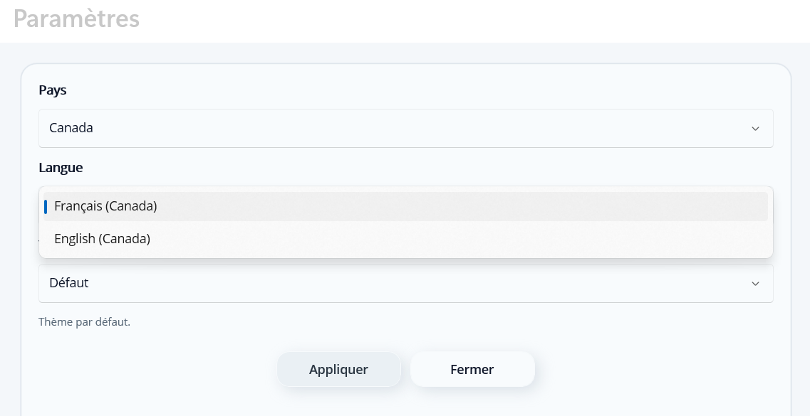 Language selection - example